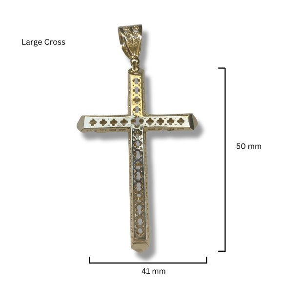 14K Gold Cross Pendant Large Cross Women Cross Gift Fine Silver Jew… - Picture 10 of 10
